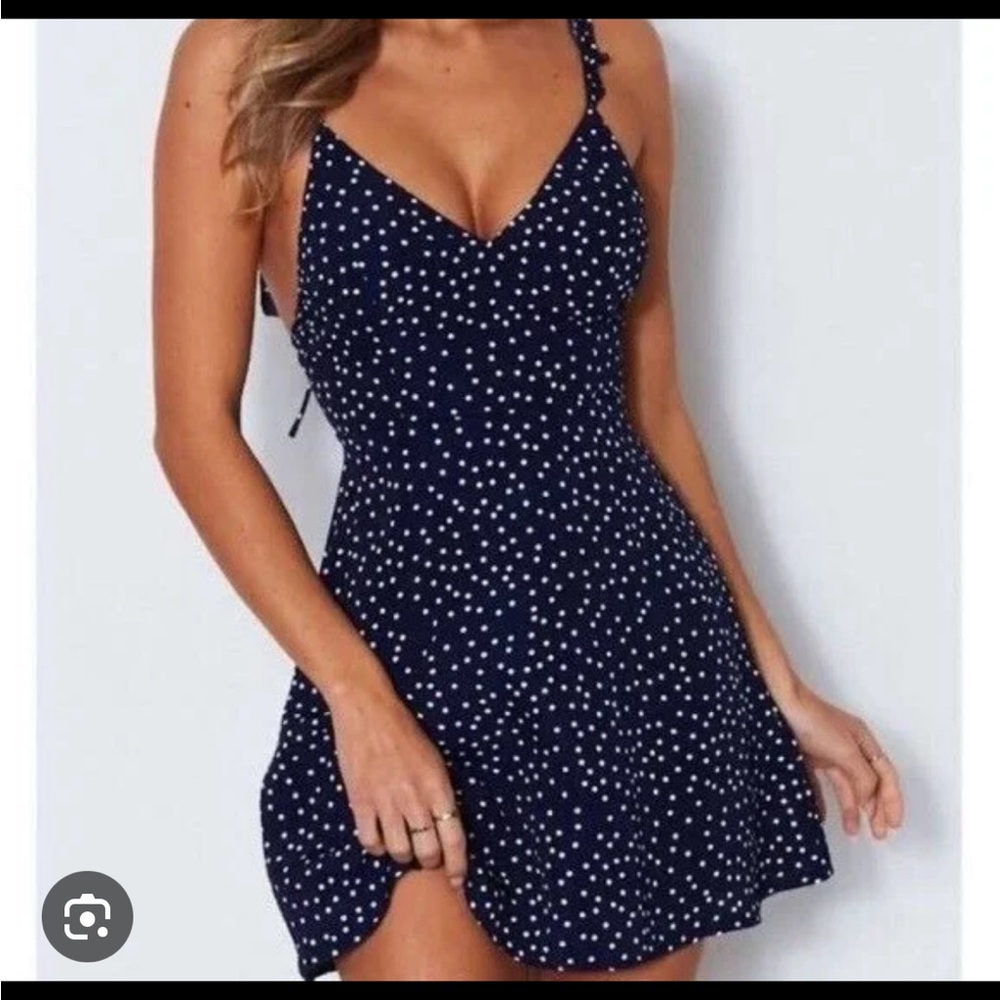 Navy Polka Dot Women's Dress white Fox